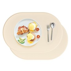 Tiotte Mongle 矽膠餐墊, 39 x 26.5 cm, 奶油象牙白, 2個