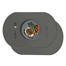 Tiotte Mongle 矽膠餐墊, 39 x 26.5 cm, 深炭灰, 2個