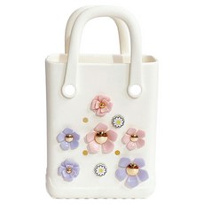 Monde Spot 浴室游泳花朵配件 EVA DIY 舒適包 沐浴籃, 白色(YY57805)