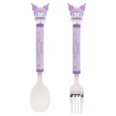 LiLFANT 幼兒用三麗鷗吉祥物蠟筆造型湯匙叉子組 酷洛米, 1套, 湯匙 + 叉子, 混合色