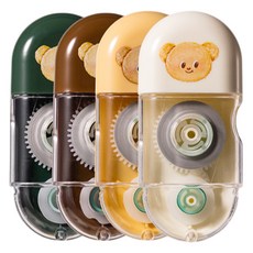 델리 버터베어 누사인 미니 수정테이프 5mm x 6m 4종 세트, 그린 + 브라운 + 옐로우 + 화이트, 1세트