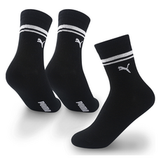 PUMA 兒童簡約線條中筒襪素色3雙組