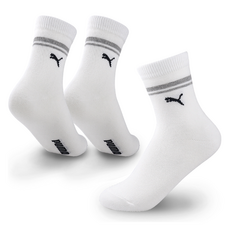 PUMA 兒童簡約線條中筒襪素色3雙組