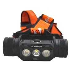 ACEBEAM H50 V2.0 高亮度LED頭燈，2000流明，170度廣角，小巧輕便，附電池 附工程夾具, 1組, 單一顏色