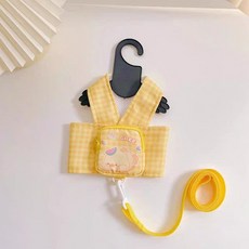 코코스튜디오 반려동물 체크 배낭 하네스 + 줄 세트, 옐로우, 1세트