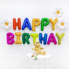 파티공구 해피벌스데이 파티세트 무지개, 혼합색상, 1세트