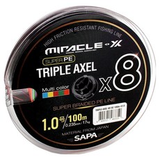 SAPA Triple Axel 8股編織 5色 釣魚線 100m 1號, 混合色