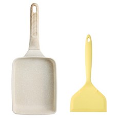 이지실리 인덕션 IH 사각 계란말이 팬 19cm +실리콘 계란말이 뒤집개 세트, 1세트, 옐로우, 팬 + 뒤집개