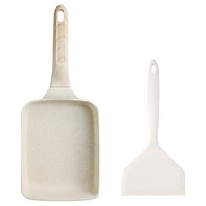 Easy Silly電磁爐IH方形煎蛋鍋 19cm+矽膠煎蛋翻面鏟組, 範+特納, 1組, 白色