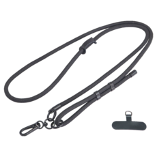 調節手機掛繩 + 防掉掛片, 黑色, 1個