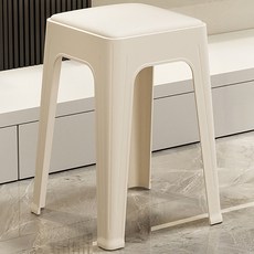 달로아 아첸 쿠션 화장대 식탁 사각 스툴 의자, 크림, 1개