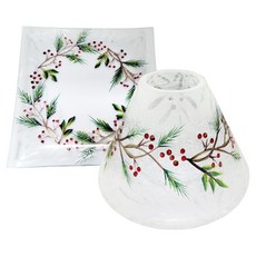 Yankee Candle 松木霜雪蠟燭罩 + 托盤組, 1套, 混合色