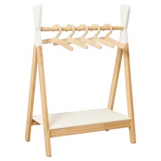 키엔비 유아용 1단 원목 행거 옷걸이 세트, 화이트 + 우드