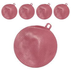 矽膠清潔刷5入組, 1組, 粉色