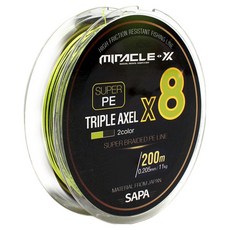 SAPA Triple Axel 8股PE線 雙色釣魚線 200m, 螢光 + 黑色, 1個