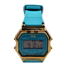ICE WATCH ICE DIGIT RETRO系列 金屬方框電子錶 32mm 藍綠色
