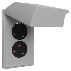 Legrand 羅格朗 Simple 防雨2孔直立式45度防滴型嵌入式插座 Apela 銀色, 1個