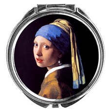 約翰尼斯·維梅爾 girl with a pearl earring 圓形馬口鐵盒, 銀色, 1個