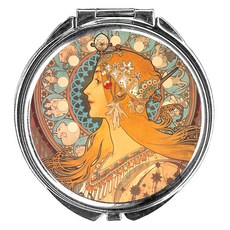 阿爾豐斯·慕夏 Zodiac 圓形鐵盒, 銀色, 1個