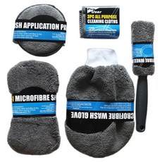 프로유저 오토다이 극세사 세차타월 워시미트 용품 9p 세트 그레이, 1세트