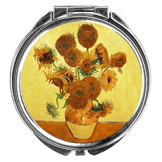 빈센트 반 고흐 Sunflower 원형 틴케이스, 실버, 1개