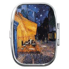 文森·梵谷 Cafe Terrace at Night 方形鐵盒, 銀色, 1個