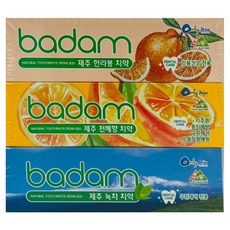 Jejubadam 濟州通 Badam 濟州牙膏 天惠香 70g + 漢拏峰 70g + 綠茶 70g 套組, 1套