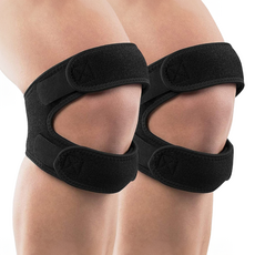 運動跑步雙層護膝, 黑色, 2個