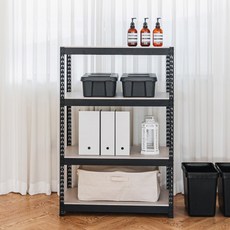 아임랙 심플랙라인 무볼트 조립식 철제 앵글 선반, 블랙, 4단