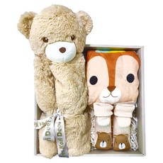 Kori Deer 可莉鹿 動物嬰兒毯安撫毯禮盒 淺咖啡熊V3 單一尺寸, 淺咖啡熊