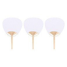 Uniart 竹柄扇, 白色 + 米色, 3個