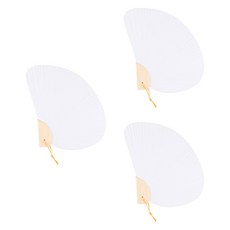 조개 부채, 흰색 + 베이지, 3개