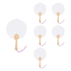 紙製迷你小扇子, 白色 + 米色, 6個