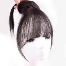 Bellesube自然的3D女神瀏海法式瀏海風格真髮遮頂髮片, 1個, 棕黑色