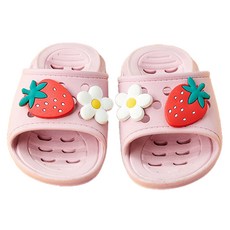 Modern House 兒童草莓PVC排水浴室拖鞋, 1個, 粉紅色