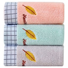 원이네 골드 리프 순면 세면 타월 3종 세트 110g, 혼합색상, 1세트