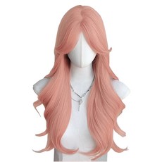 Belle Choux 無瀏海波浪造型女士長髮時尚漂色全頂假髮, 玫瑰粉, 1個