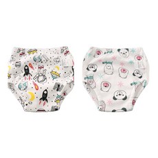 bebehome 日系6層紗學習褲 Set, 純棉紗布+TPU防水布+毛巾布, 尺寸100, 太空，小熊, 100碼, 1組