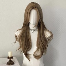 Bellesuve 無瀏海波浪長髮全頂假髮 DM450 65cm, 亞麻棕, 1個