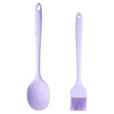 이지실리 실리콘 조리도구 2종 세트, 멀티요리스푼 + 오일브러쉬, 퍼플, 1세트