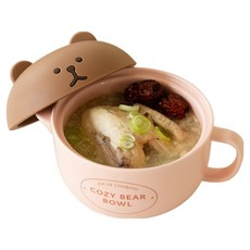 Dailylike Cozy Bear 陶瓷微波爐容器, 1個, 粉紅色