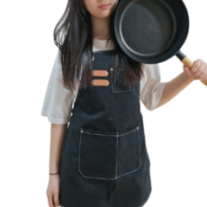 에버클린 캔버스 다용도 주방 앞치마, 블랙(앞치마), 랜덤발송(로고), 1개