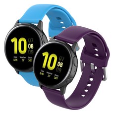 메오르 갤럭시워치 실리콘 스포츠 버클 스트랩 2p, 스카이블루+퍼플, 1세트