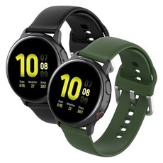 MEOR Galaxy Watch 矽膠運動錶扣錶帶 2入, 1套, 黑色+軍綠色
