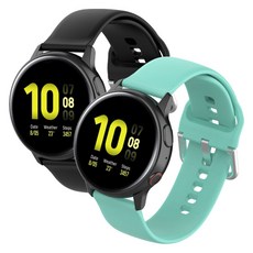 메오르 갤럭시워치 실리콘 스포츠 버클 스트랩 2p, 블랙+티파니민트, 1세트