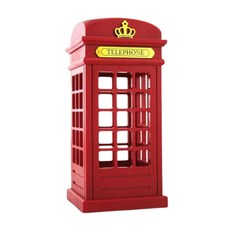葉子小舖 USB充電觸碰造型夜燈 復古電話亭, 紅色