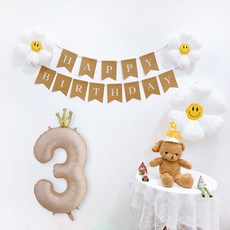 파티공구 왕관숫자생일파티 세트, 카라멜3, 1세트