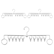 不鏽鋼曬襪架 10夾 3個, 銀色