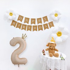 파티공구 왕관숫자생일파티 세트, 카라멜2, 1세트