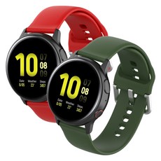 메오르 갤럭시워치 실리콘 스포츠 버클 스트랩 2p, 레드+아미그린, 1세트